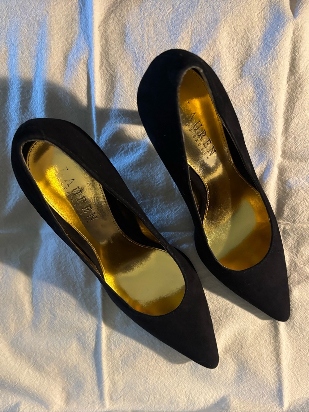Ralph Lauren 7.5 B Black Suede Stilettos